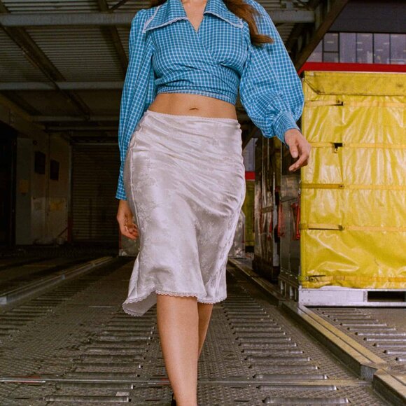 Maison Cleo White Silk Midi Skirt - Picture 1 of 7